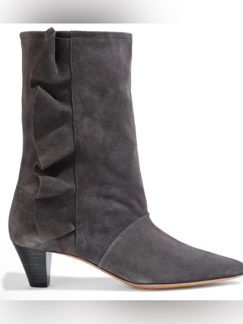 IRO Women Fabita ruffle-trimmed suede ankle boots Size 9